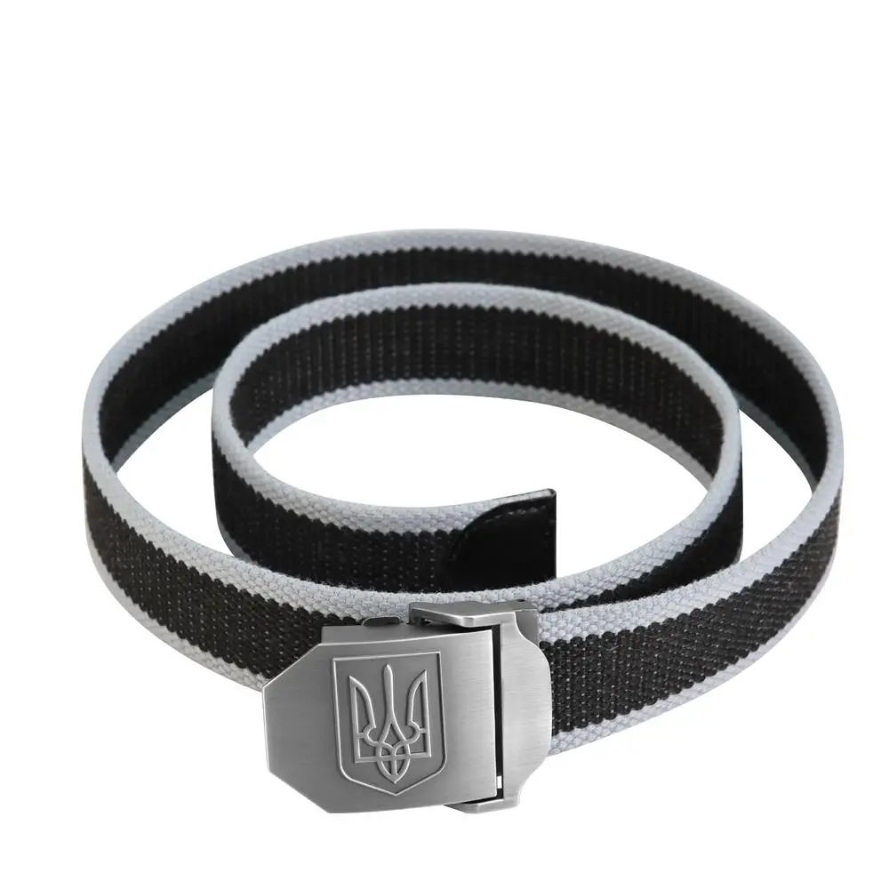 SupSindy New Canvas Belt 3D National Emblem of Ukraine Metal Buckle Jeans Belts for Men Army Military Tactical Belts Male Strap