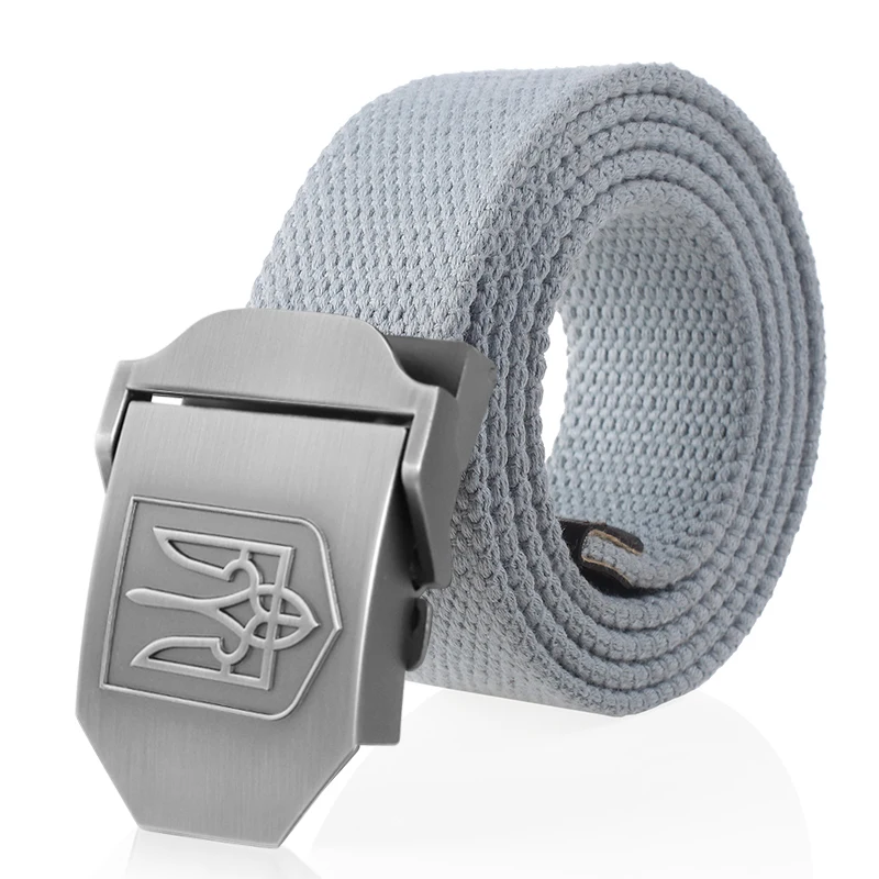 SupSindy New Canvas Belt 3D National Emblem of Ukraine Metal Buckle Jeans Belts for Men Army Military Tactical Belts Male Strap