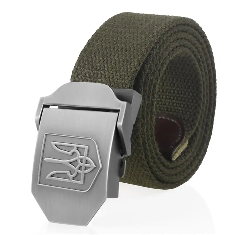 SupSindy New Canvas Belt 3D National Emblem of Ukraine Metal Buckle Jeans Belts for Men Army Military Tactical Belts Male Strap