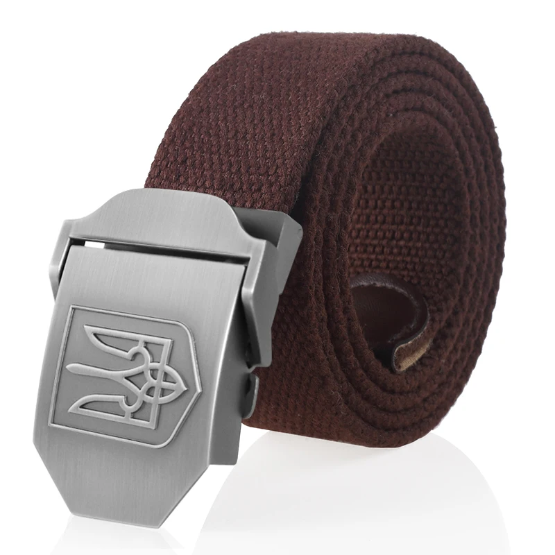 SupSindy New Canvas Belt 3D National Emblem of Ukraine Metal Buckle Jeans Belts for Men Army Military Tactical Belts Male Strap