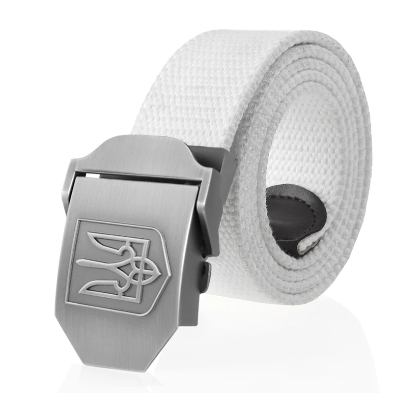 SupSindy New Canvas Belt 3D National Emblem of Ukraine Metal Buckle Jeans Belts for Men Army Military Tactical Belts Male Strap