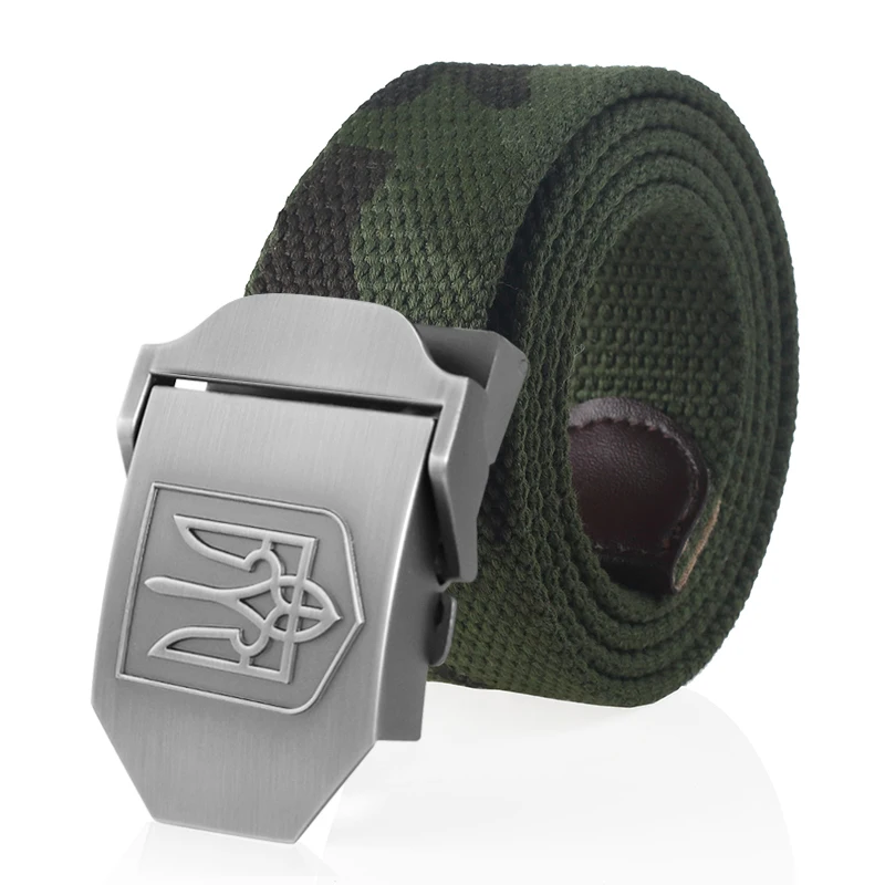 SupSindy New Canvas Belt 3D National Emblem of Ukraine Metal Buckle Jeans Belts for Men Army Military Tactical Belts Male Strap