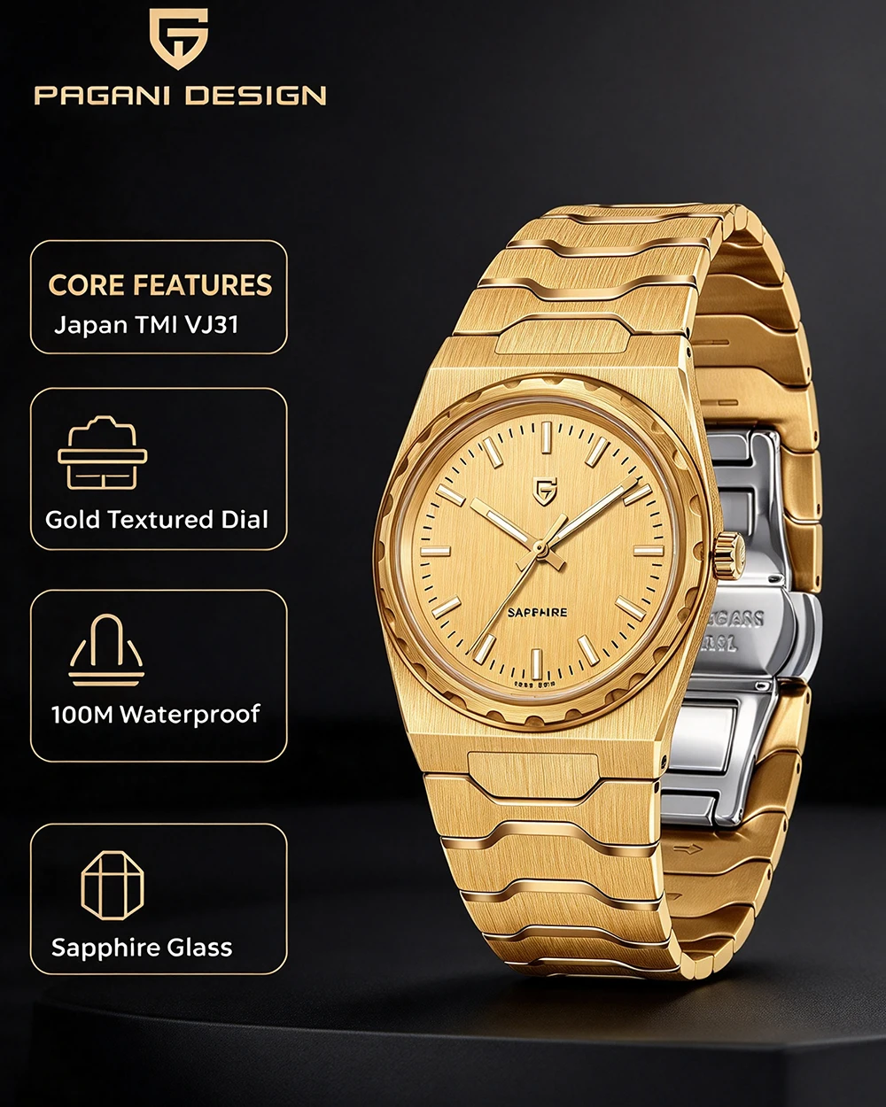 PAGANI DESIGN 2026 New VJ21 37MM Men Fashion Quartz Watch Sapphire Waterproof 10Bar Thin 7MM Luminous C3 Upgrade V2 Reloj Hombre
