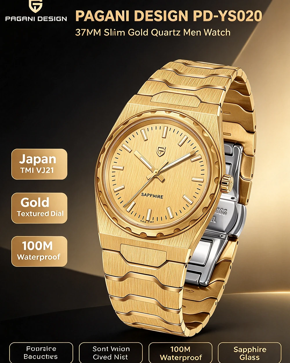 PAGANI DESIGN 2026 New VJ21 37MM Men Fashion Quartz Watch Sapphire Waterproof 10Bar Thin 7MM Luminous C3 Upgrade V2 Reloj Hombre