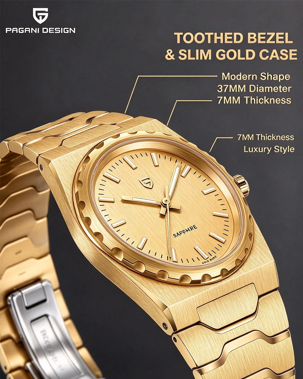 PAGANI DESIGN 2026 New VJ21 37MM Men Fashion Quartz Watch Sapphire Waterproof 10Bar Thin 7MM Luminous C3 Upgrade V2 Reloj Hombre