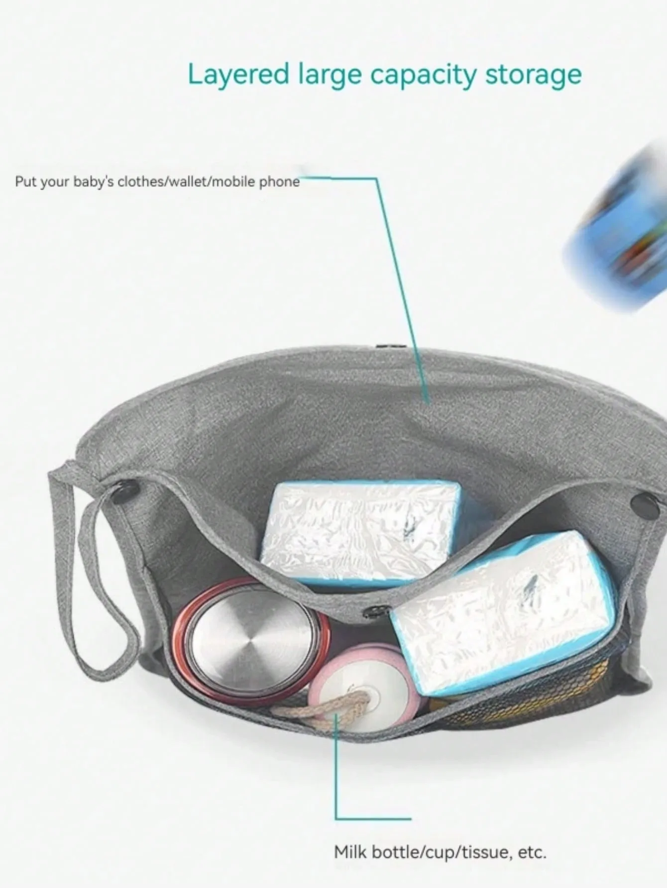 1pc Baby Stroller Hanging Bag Storage Double Layer Thickened Children's Stroller Bag Hanging Mesh Umbrella Storage Sack
