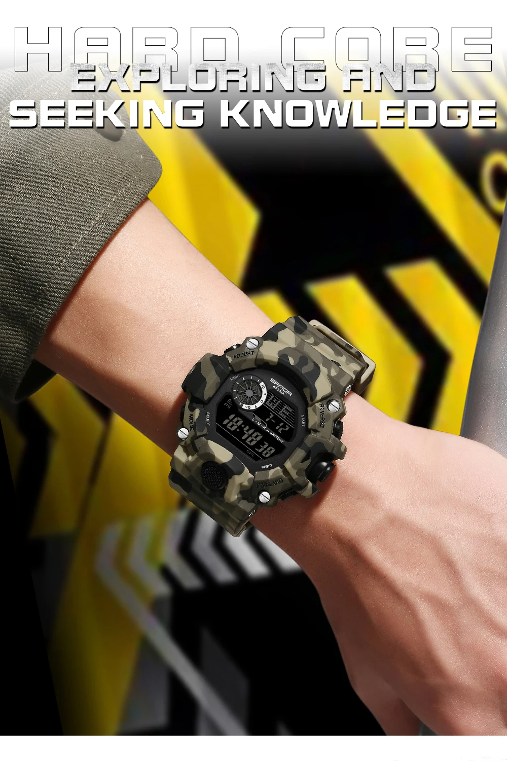 Fashion SANDA 2183 Men's Camouflage Military Multi Functional Waterproof Day Night Light Calendar Men's Electronic Watch 2025