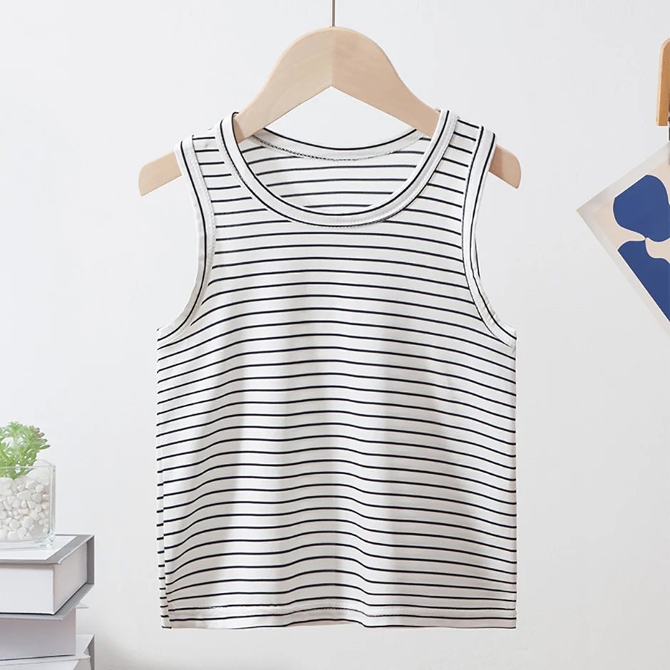 1/2/3 Pcs Children's Four Seasons Joker Striped Vest Boy Leisure Sports Comfortable Bottoming Shirt Girl Thin Cute Multicolor T