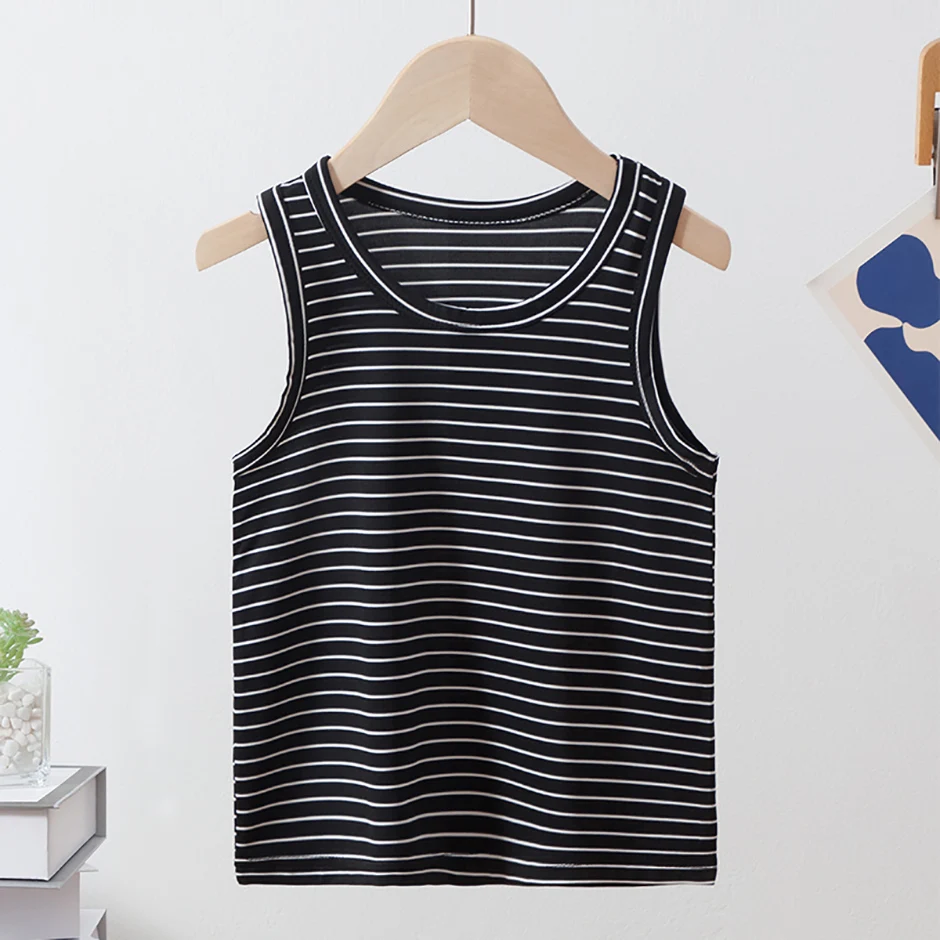 1/2/3 Pcs Children's Four Seasons Joker Striped Vest Boy Leisure Sports Comfortable Bottoming Shirt Girl Thin Cute Multicolor T
