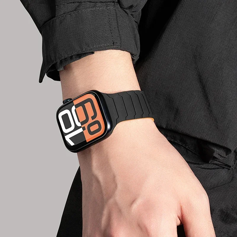 Magnetic Silicone Strap for Apple Watch Band Ultra 2 49mm 45mm 41mm Bracelet for Iwatch Series 9 8 7 6 SE 5 4 38 42mm 44mm 40mm