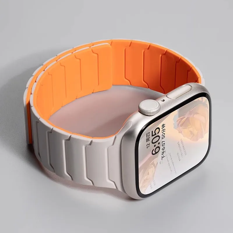 Magnetic Silicone Strap for Apple Watch Band Ultra 2 49mm 45mm 41mm Bracelet for Iwatch Series 9 8 7 6 SE 5 4 38 42mm 44mm 40mm