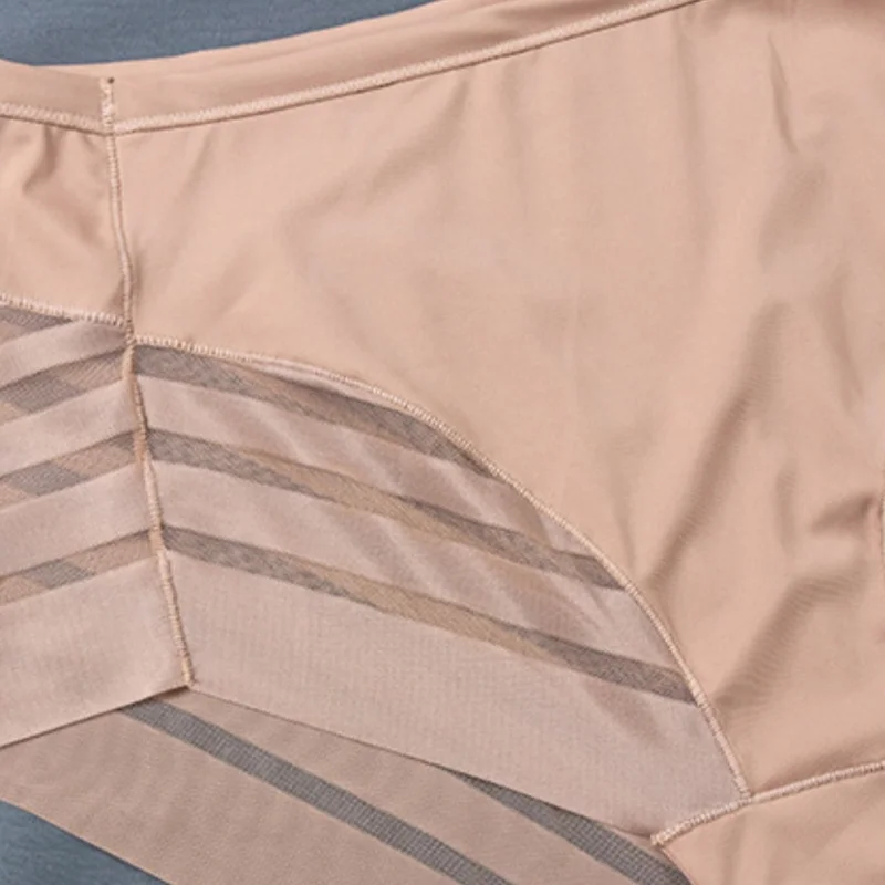3Pcs/Set Shapewear Women Mid-Rise Shaping Briefs with Mesh Striped Back Plus Size Slimming Underwear Comfort Wear Panties M-3XL