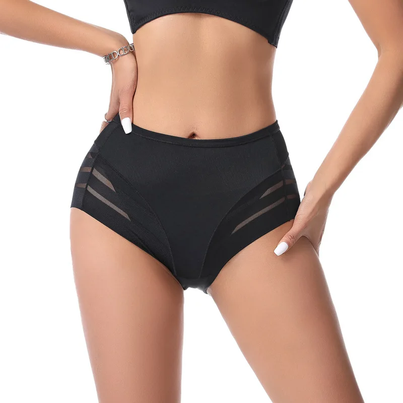 3Pcs/Set Shapewear Women Mid-Rise Shaping Briefs with Mesh Striped Back Plus Size Slimming Underwear Comfort Wear Panties M-3XL