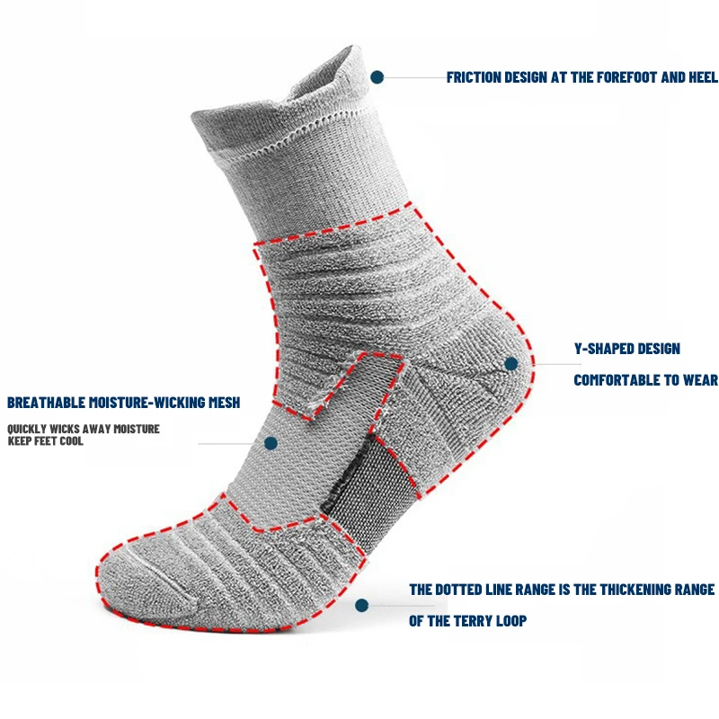 Running Compression Socks for Men Women Anti-Blister Moisture Wicking Athletic Hiking Basketball Socks Cushion Socks