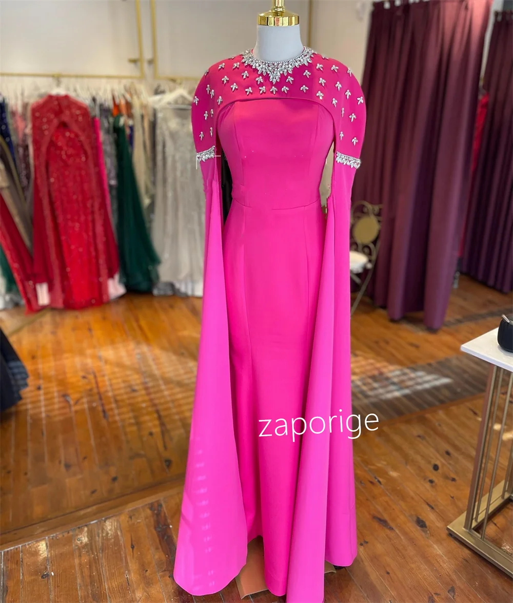 Customized Jersey Pattern Rhinestone A-line Jewel Midi Dresses Bespoke Occasion Prom Exquisite High Quality