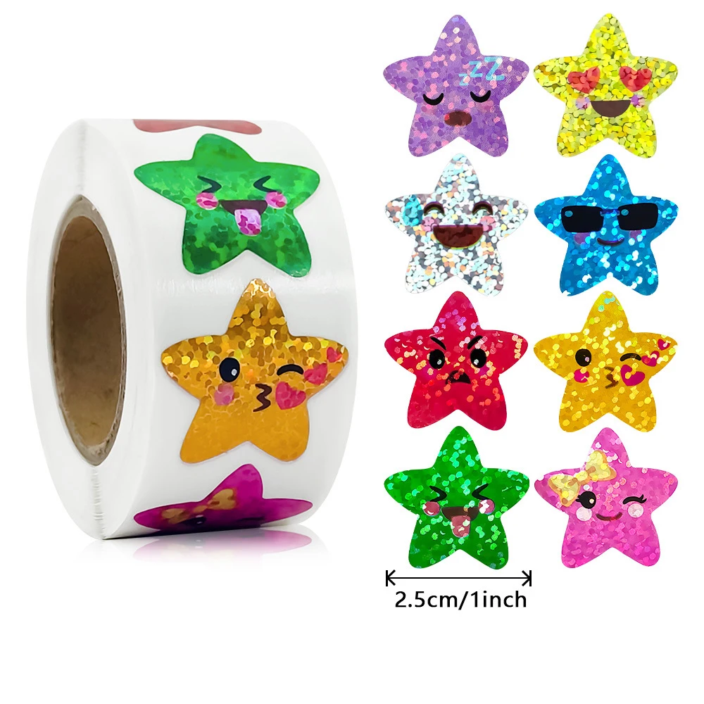 500Pcs Glitter Star Stickers for Kids School Teacher Reward Sticker Cute Party Decor Business Label Scrapbooking Stickers