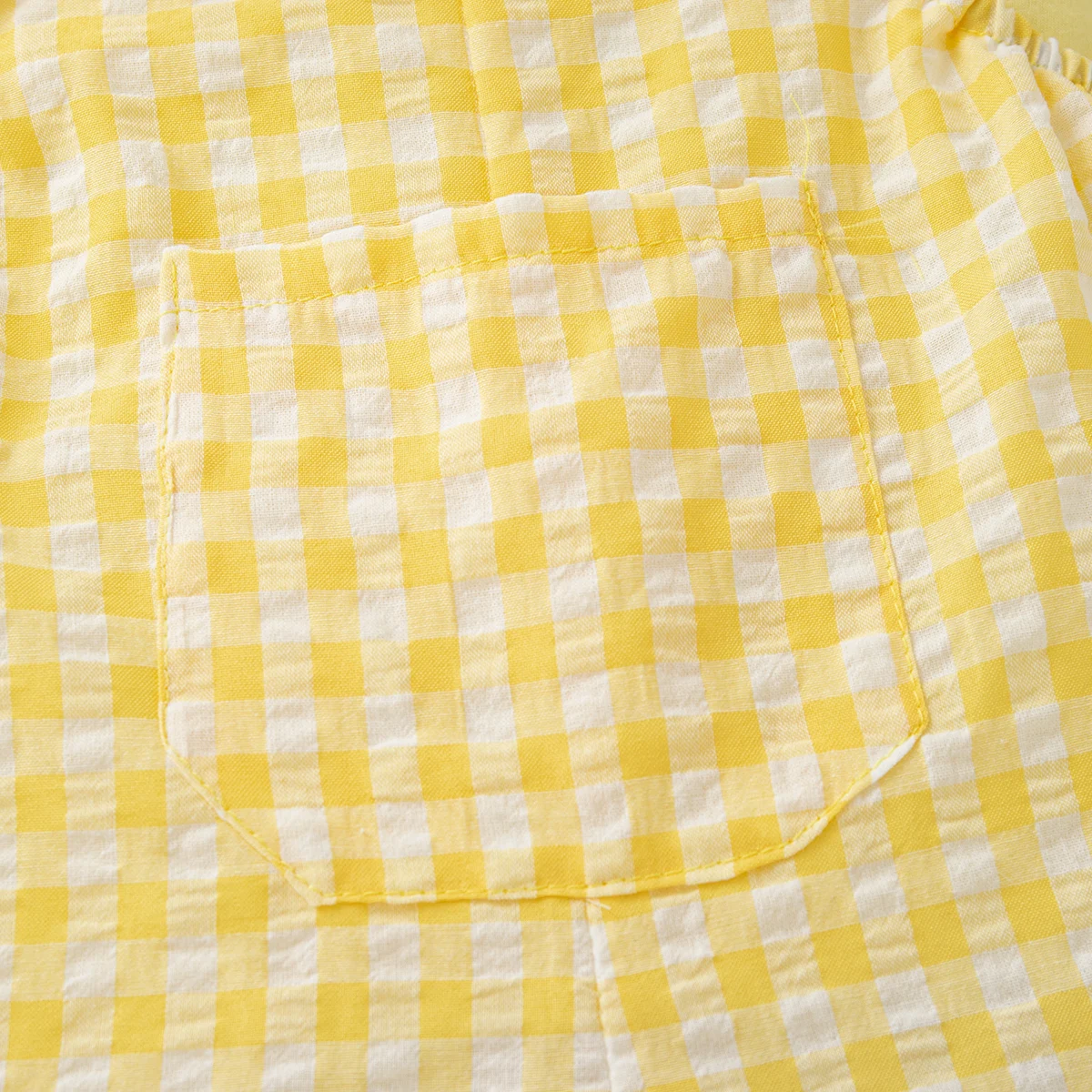 Baby Girl Set Cute Rabbit Ear Tops with Yellow Checker Shoulder Strap Shorts Suit 2 Piece Summer Casual Outdoor Costume for Girl