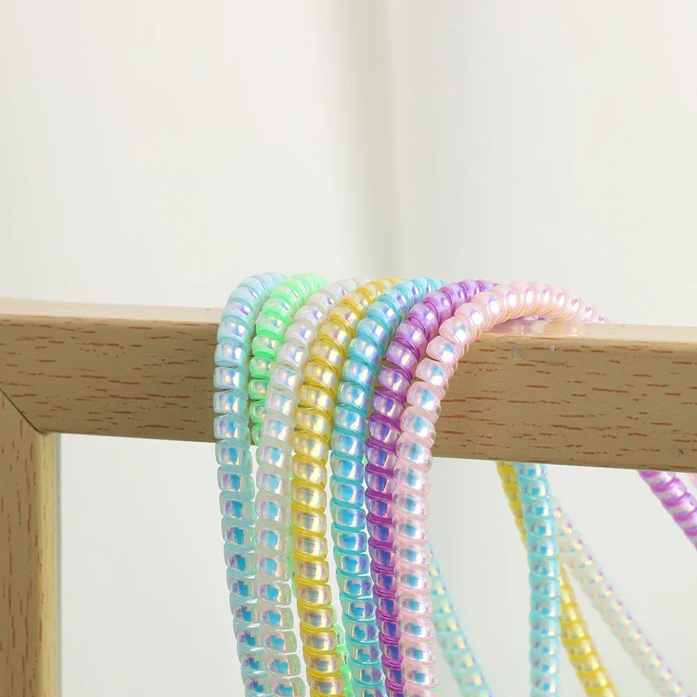 New 1.4M Laser Color TPU Spiral USB Charging Cable Protector for IPhone Samsung Huawei Earphone Cord Line Anti-break Protection