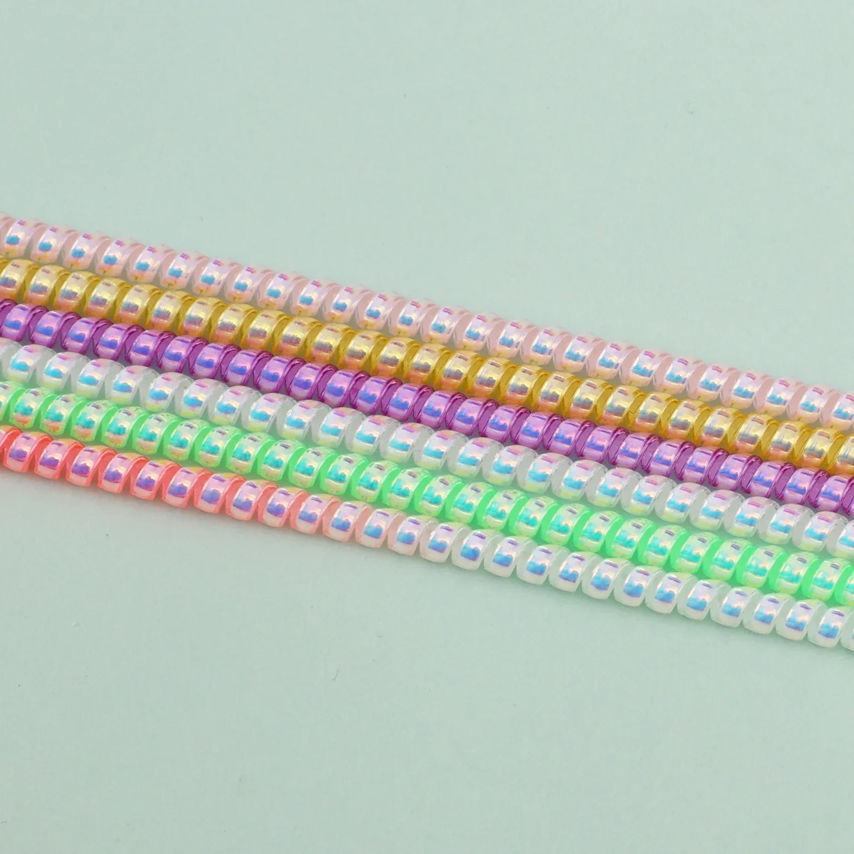 New 1.4M Laser Color TPU Spiral USB Charging Cable Protector for IPhone Samsung Huawei Earphone Cord Line Anti-break Protection