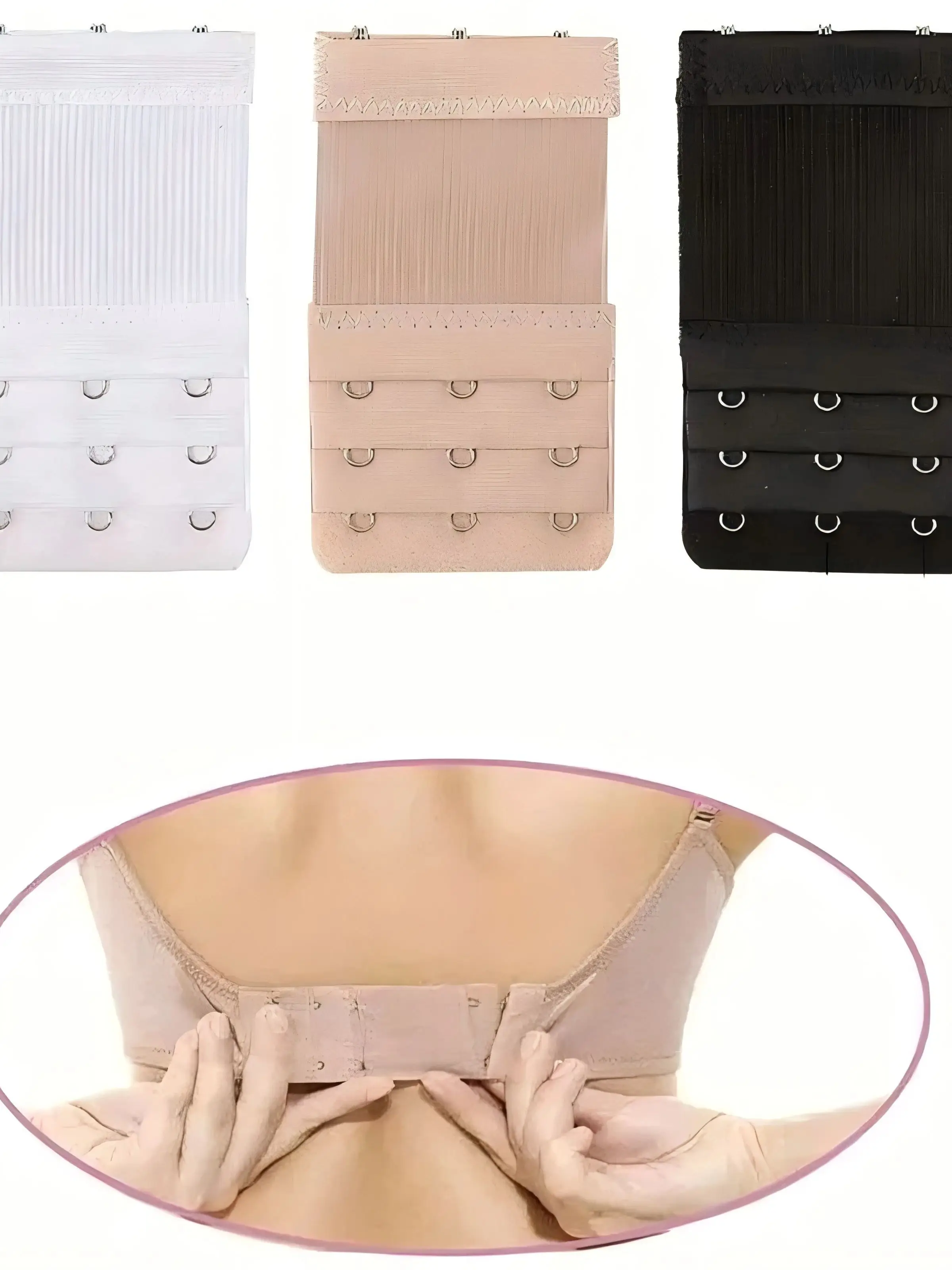 3pcs 3hook bra strap extenders, comfortable adjustable bra straps, no bra look, ladies lingerie and underwear accessories