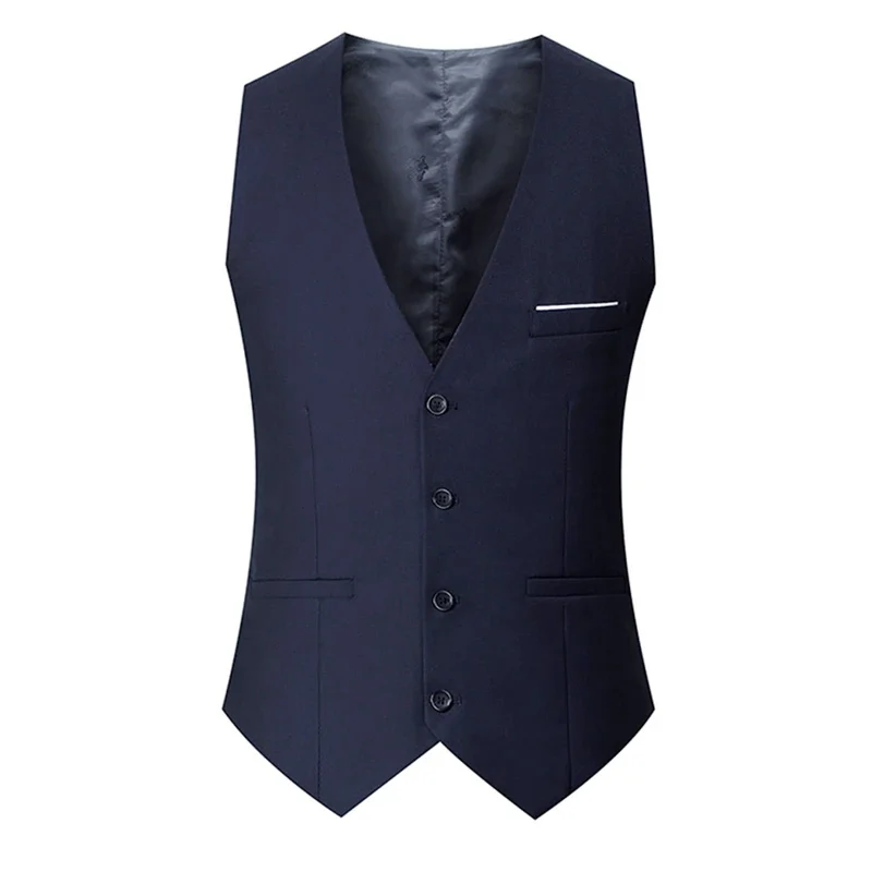M-7XL Spring/summer Man Suit Vest Sleeveless Vest with Adjustable Waist Single Breasted Solid Color Business Suit Vest Wedding