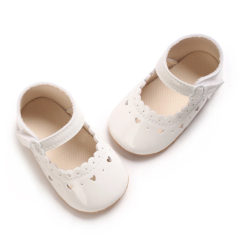 Solid Color Baby Girl Mary Jane Shoes With Soft Rubber Sole Anti Slip Spring And Autumn Princess Shoes Suitable For 0-18M Babies