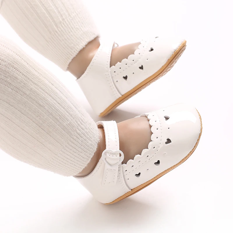 Solid Color Baby Girl Mary Jane Shoes With Soft Rubber Sole Anti Slip Spring And Autumn Princess Shoes Suitable For 0-18M Babies