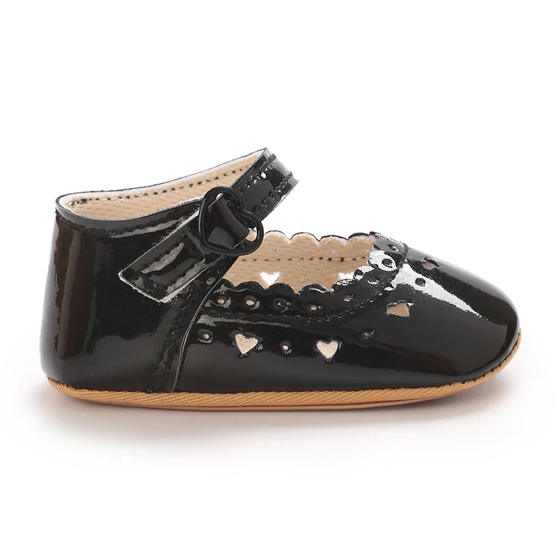Solid Color Baby Girl Mary Jane Shoes With Soft Rubber Sole Anti Slip Spring And Autumn Princess Shoes Suitable For 0-18M Babies