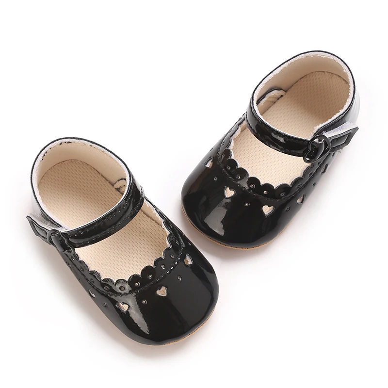 Solid Color Baby Girl Mary Jane Shoes With Soft Rubber Sole Anti Slip Spring And Autumn Princess Shoes Suitable For 0-18M Babies