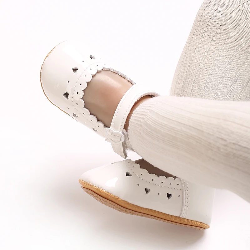 Solid Color Baby Girl Mary Jane Shoes With Soft Rubber Sole Anti Slip Spring And Autumn Princess Shoes Suitable For 0-18M Babies