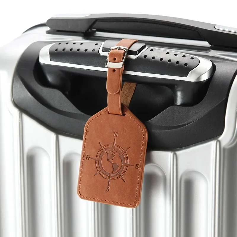 Cute Cat PU Leather Luggage Tag Suitcase Luggage Label Baggage Boarding Bag Portable Name ID Address Holder Travel Accessories