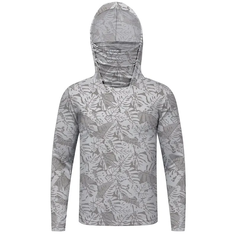 Sun Protection T-Shirts Mens Long Sleeve UV-Proof T-Shirts Fishing Hiking Summer Mask Lightweight Outdoor Protection Hoodie Tee