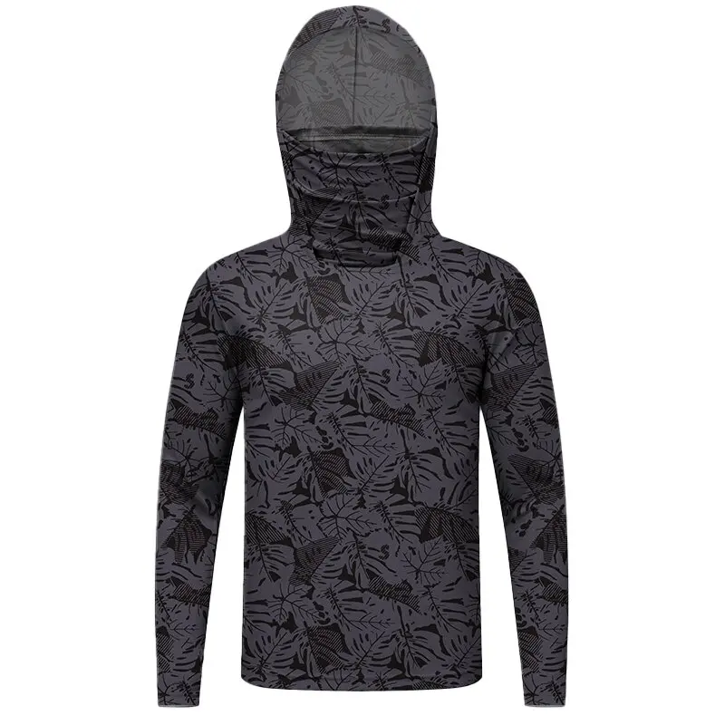 Sun Protection T-Shirts Mens Long Sleeve UV-Proof T-Shirts Fishing Hiking Summer Mask Lightweight Outdoor Protection Hoodie Tee