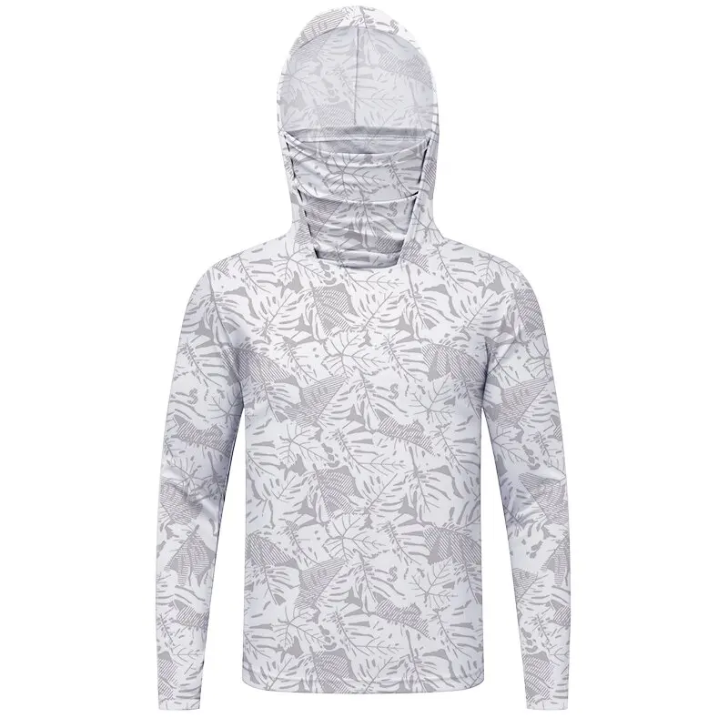 Sun Protection T-Shirts Mens Long Sleeve UV-Proof T-Shirts Fishing Hiking Summer Mask Lightweight Outdoor Protection Hoodie Tee