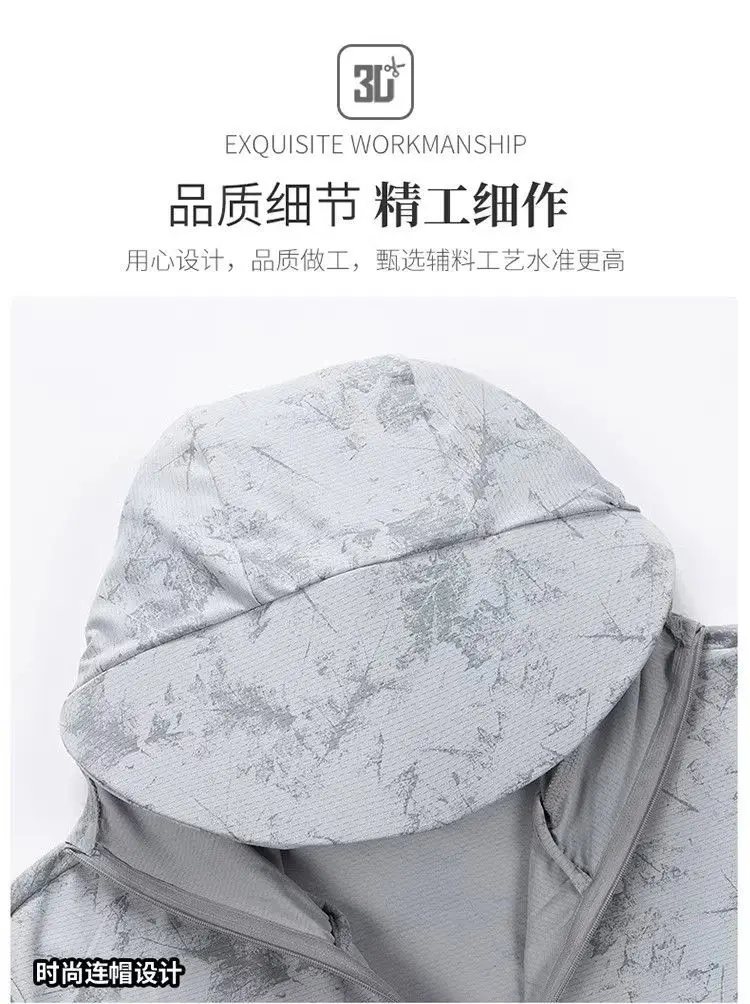 Sun Protection T-Shirts Mens Long Sleeve UV-Proof T-Shirts Fishing Hiking Summer Mask Lightweight Outdoor Protection Hoodie Tee