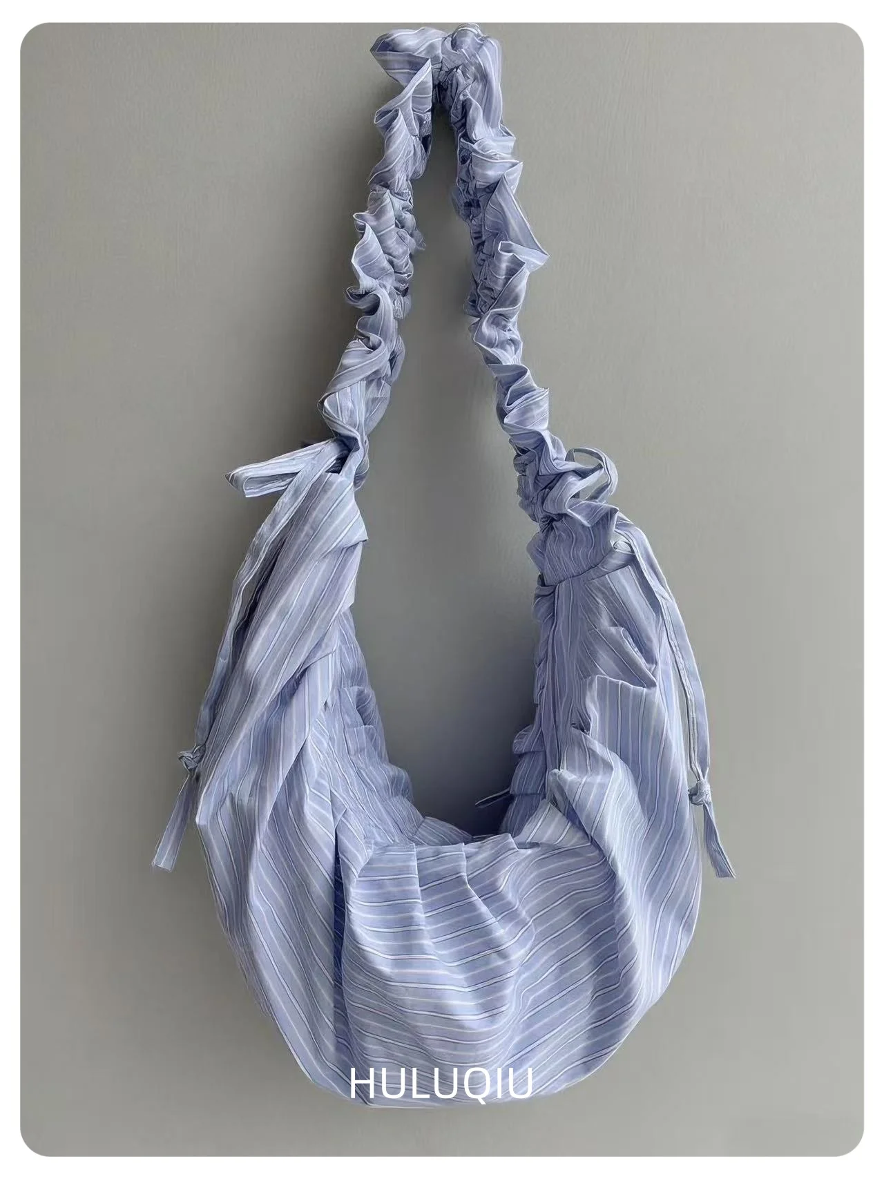 Pleated Striped Dumpling Hobo Bag Solid Color Korean Soft Cotton Phone Purse Stylish Underarm Shoulder Shopping Bag