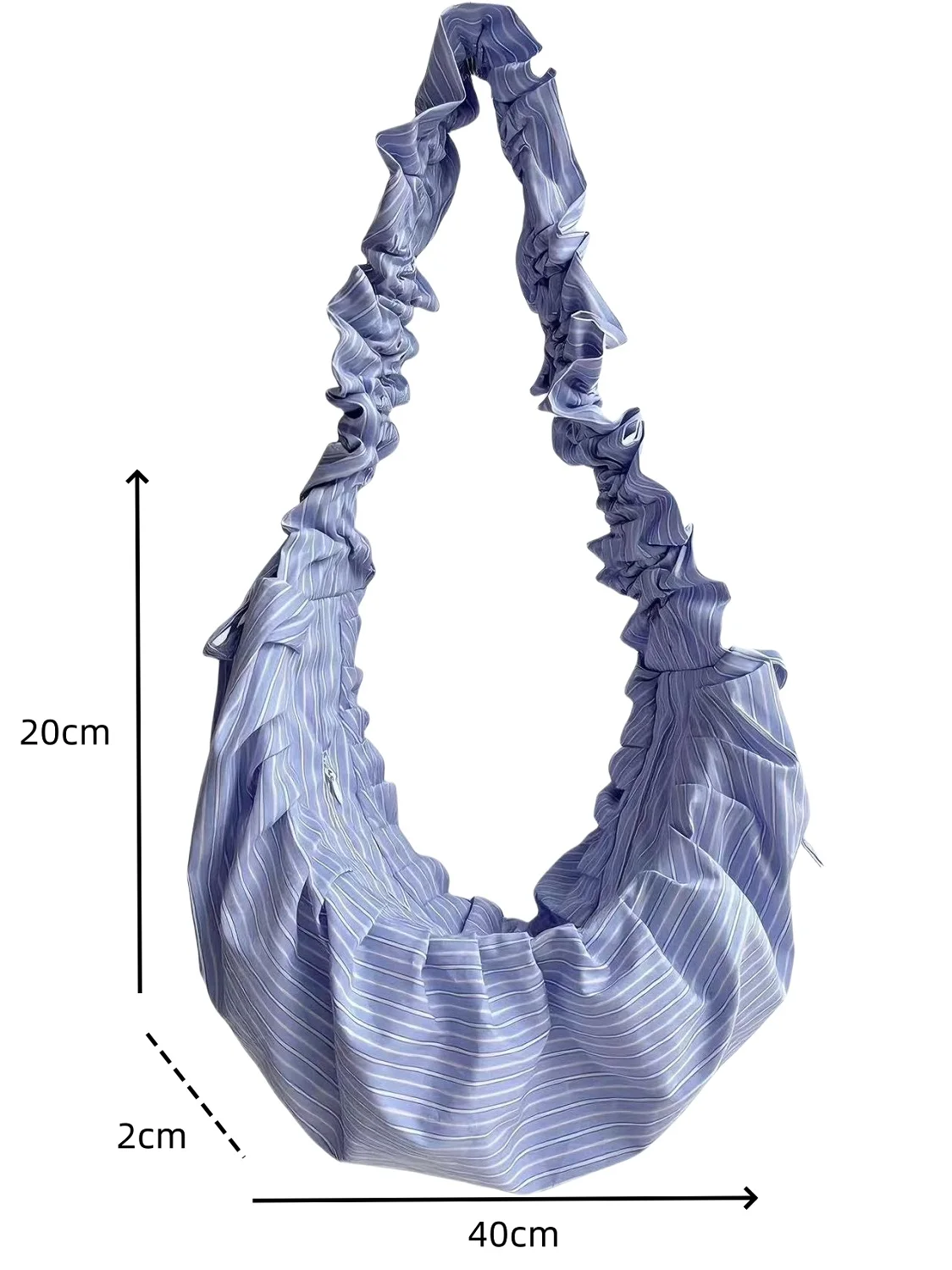 Pleated Striped Dumpling Hobo Bag Solid Color Korean Soft Cotton Phone Purse Stylish Underarm Shoulder Shopping Bag