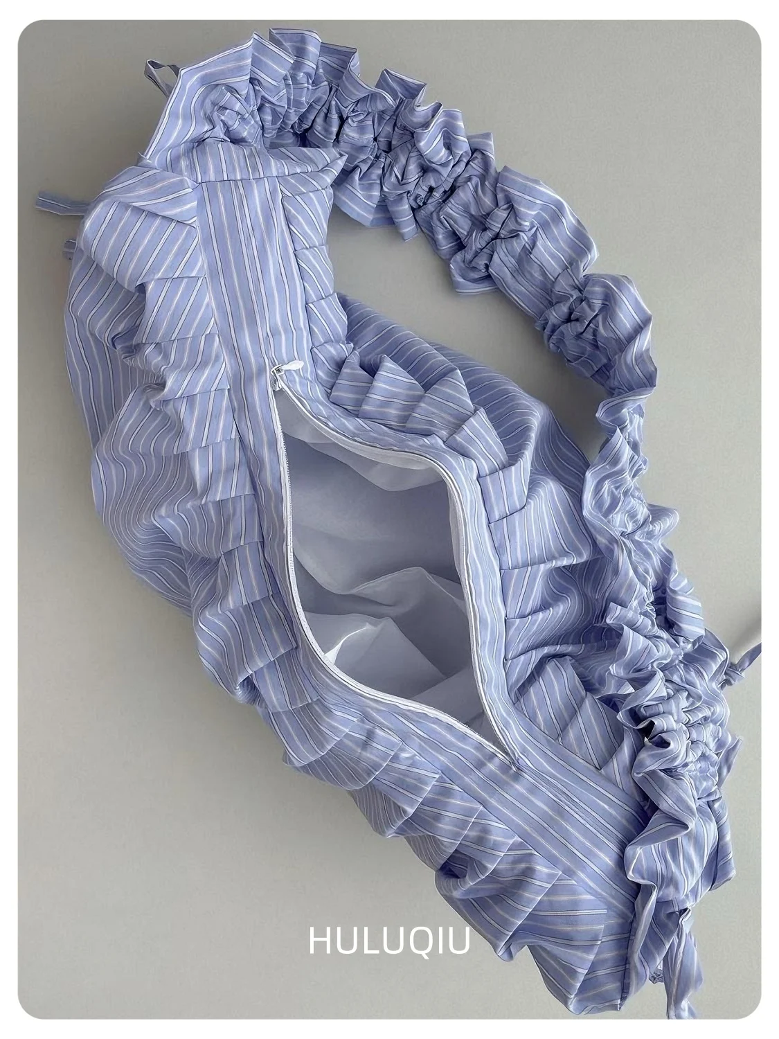 Pleated Striped Dumpling Hobo Bag Solid Color Korean Soft Cotton Phone Purse Stylish Underarm Shoulder Shopping Bag