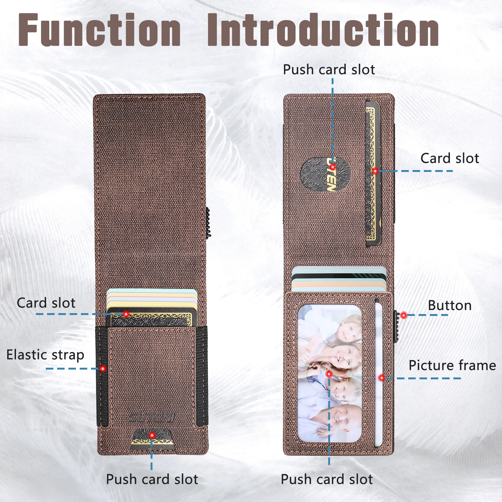 SUTENI Faux Leather For Men Wallet Card Slot Wallet Flip Cover Card Box Pressing The Button Automatically Ejects The Card