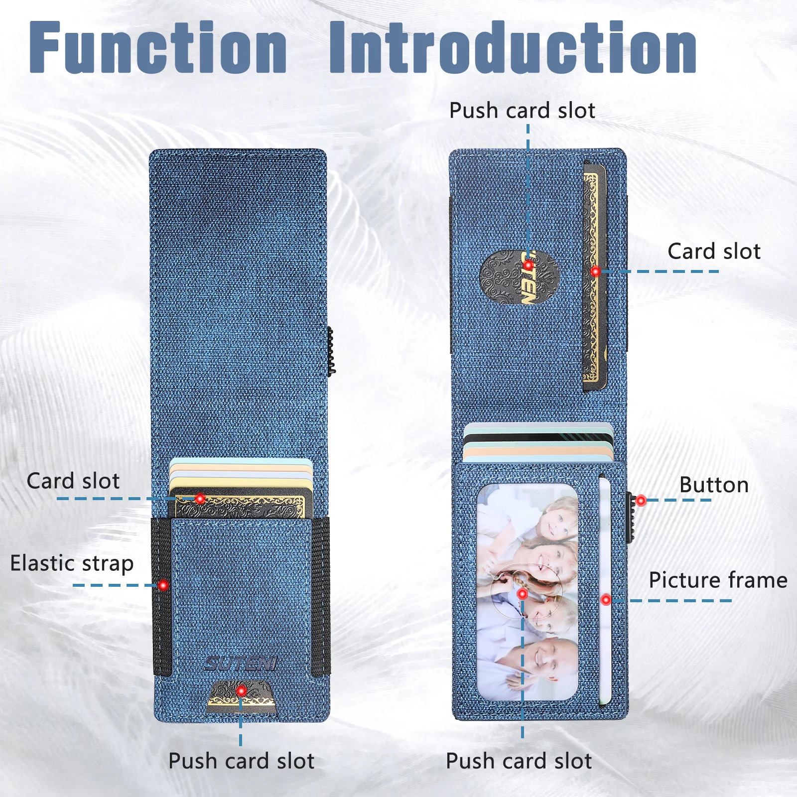 SUTENI Faux Leather For Men Wallet Card Slot Wallet Flip Cover Card Box Pressing The Button Automatically Ejects The Card