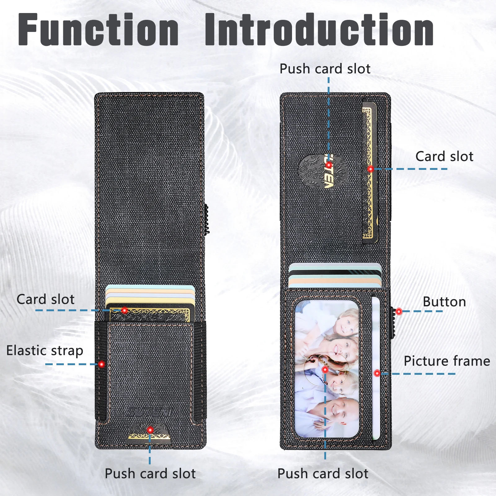 SUTENI Faux Leather For Men Wallet Card Slot Wallet Flip Cover Card Box Pressing The Button Automatically Ejects The Card