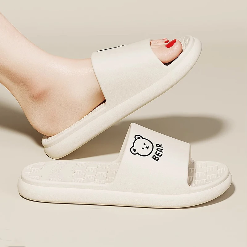 Women Summer Concise EVA Slippers Men Soft Home Slides Couples Bathroom Non-slip Sandals Adults Comfortable Outdoor Beach Shoes