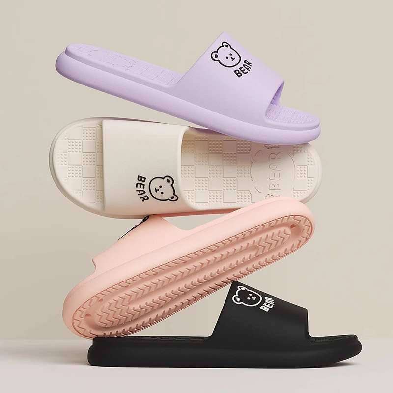 Women Summer Concise EVA Slippers Men Soft Home Slides Couples Bathroom Non-slip Sandals Adults Comfortable Outdoor Beach Shoes