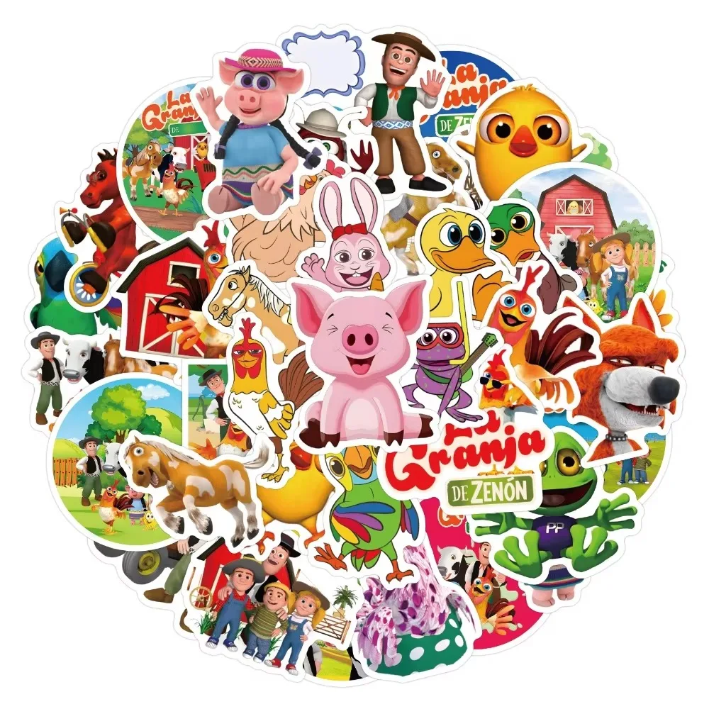 50Pcs Cartoon La Granja De Zenón Farm Animals Waterproof Stickers Decoration Water Cup Guitar Motorcycle Helmet Refrigerator