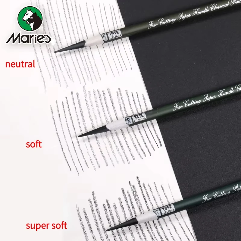 Marie's Sketch Charcoal Pencil Set Soft/Neutral/Super Soft Drawing Pencil Professional Art Supplies