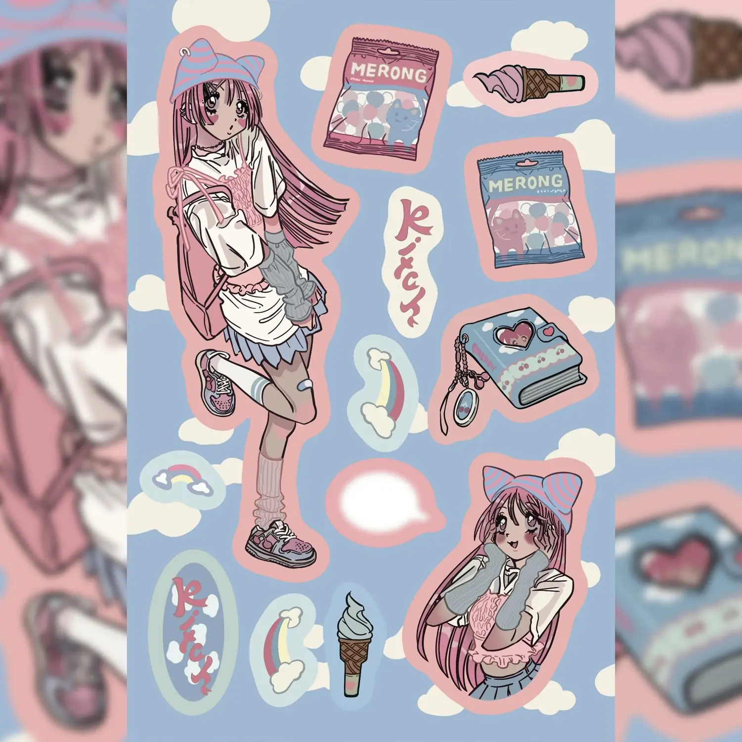 Korean DOMI Sticker Book Inner Page Character Stickers Sweet Cool Cartoon Girl DIY Decoration Handbook Diary Notebook Stickers
