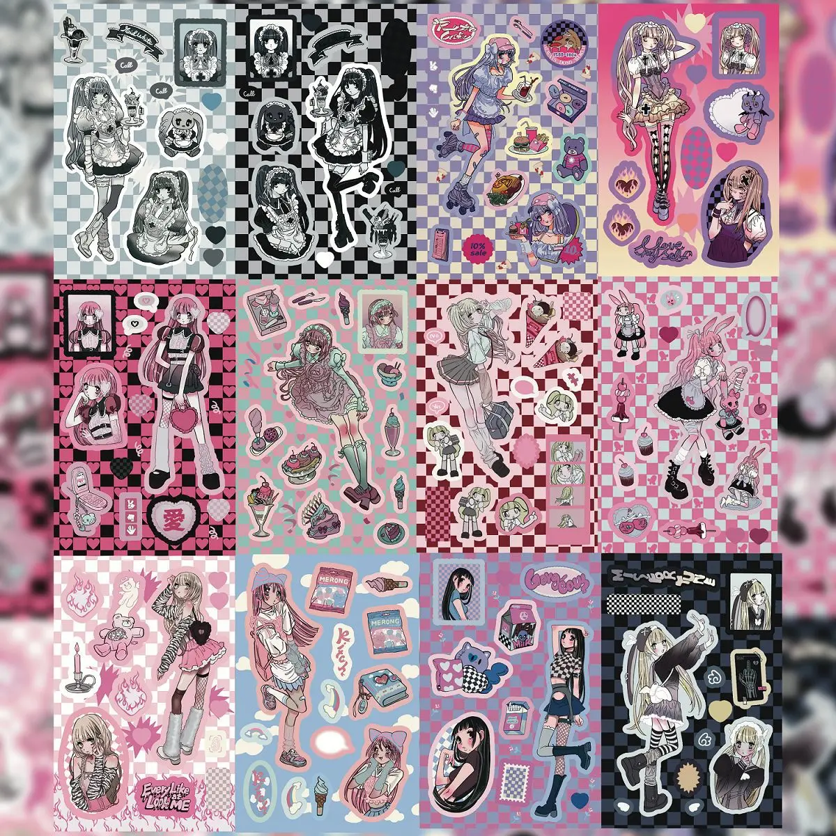 Korean DOMI Sticker Book Inner Page Character Stickers Sweet Cool Cartoon Girl DIY Decoration Handbook Diary Notebook Stickers