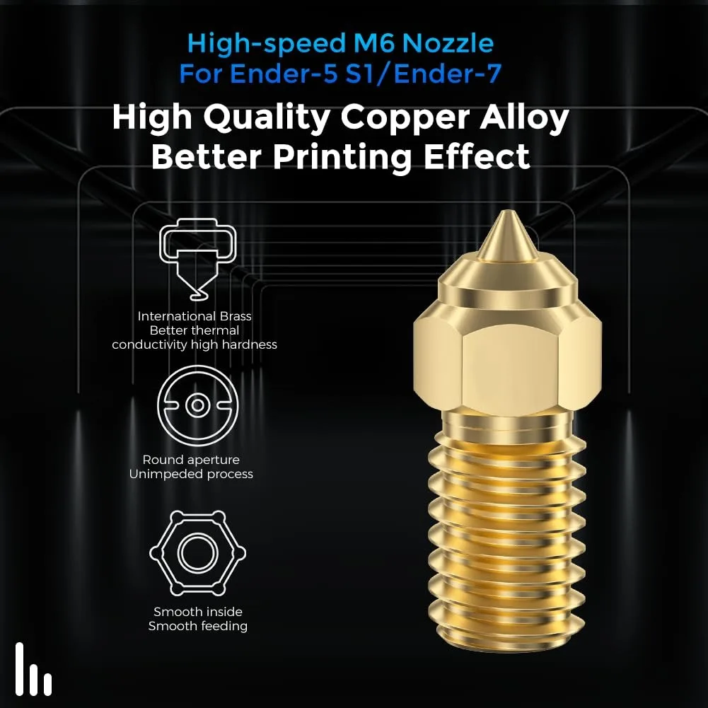 Creality Ender 3 V3 SE Nozzles 0.2/0.4/0.6/0.8/1mm High-Speed Brass Nozzles Hotend Extruder Nozzle 3D Printer Accessory