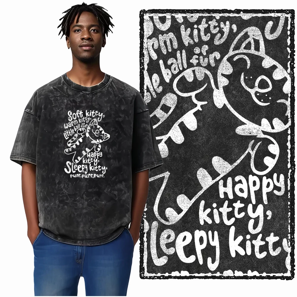 COOLMIND DB Cat Printed Cotton Acid Washed Exclusive Graphic Unisex T Shirt Cool Streetwear Men Tshirts Big Size Tee for Men