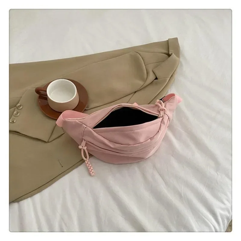 Women's Chest Bag Canvas Crossbody Bag Solid Color Women Sling Waist Pack Versatile Sports Solid Color Waterproof Hiking Bags